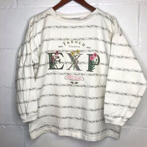 Express Women's Size S White French Country Sweatshirt Pullover USA Cotton